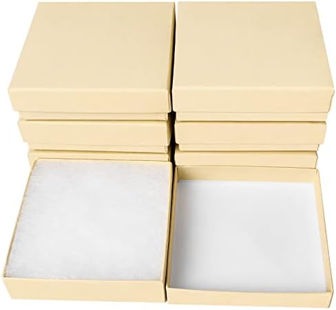 Jóias de papelão batifine caixas de presente, 20 pacote de 20 3,5x3.5x1 polegadas, algodão a granel cheia de jóias pequenas com tampas para a caixa de exibição de bracelete de anel de colar