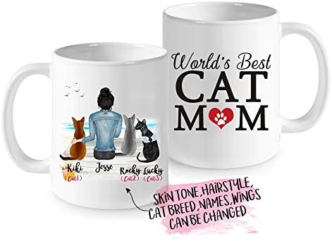 Caneca personalizada para mamãe - Nome personalizado do nome de animais de estimação - Melhor caneca de café da mãe da gata do