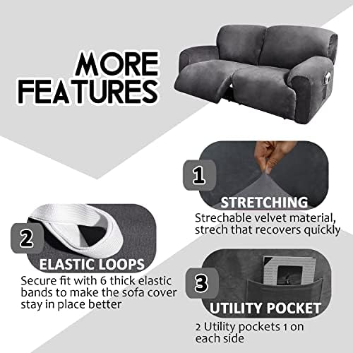 Ulticor Extra Wide 75 - 100, sofá de 2 lugares reclinável, cobertura de assento de amor reclinável extra larga, estiramento