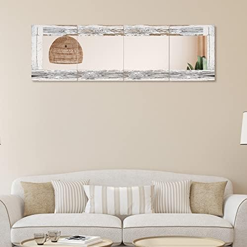 Espelho de parede emoldurado de madeira rústico 44 x 13,8 polegadas acrílico Lengacia de espelho de comprimento total