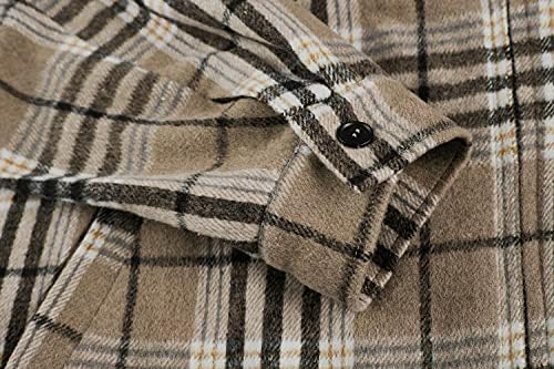 Jaqueta de lã para homens Sherpa forrada com zíper búfalo flanela casaco casual de manga longa e outono de inverno de