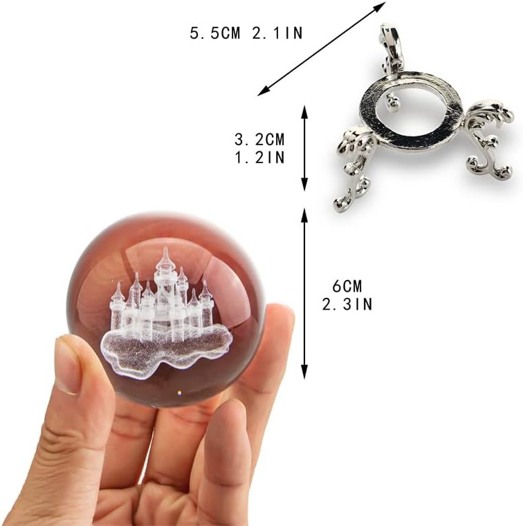 Krisinine 60mm 3d Bola de cristal com estatuetas de laser de vidro de vidro Figuras de quartzo Crystal Paperweights Decoração de