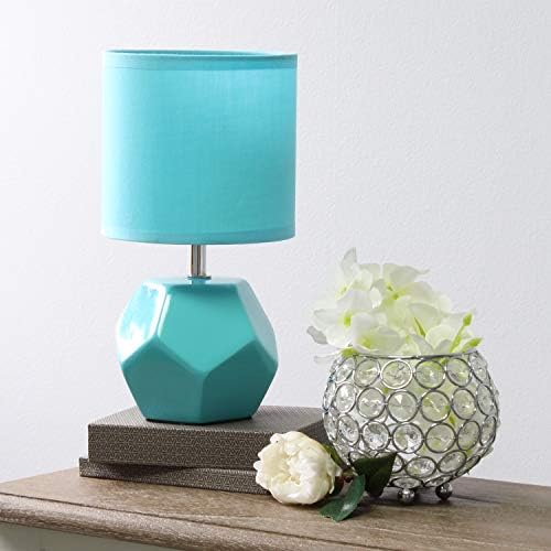 Designs simples LT2065-Blu Round Prism mini lâmpada de mesa com tom de tecido correspondente, azul