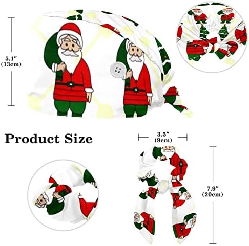 Cap de trabalho ajustável de Vioqxi com scrunchies de bowknot para o suporte do rabo de cavalo Santa Christmas Tree Unisex Tie Back