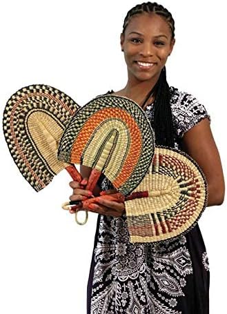 Fã inspirado: Burkina Faso Mão tecida | Burkina Faso African Hand Fan Woven 16 Long for Women & Men | Decoração em casa | Fan: Burkina Faso Hand Wovenper Africa Designs