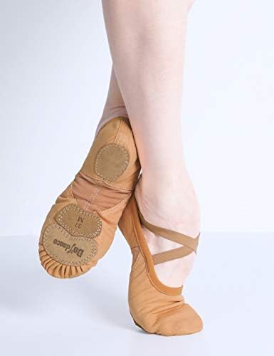 Sapatos de balé para mulheres, estirados profissionais de estiramento de ioga chinelos/apartamentos de três peças sola de couro