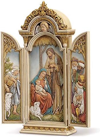 Joseph's Studio de Roman - Nativity Trytych, Renaissance Collection, 12,75 H, resina e pedra, presente religioso, decoração