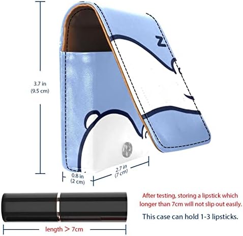 Caixa de batom de Oryuekan com espelho bolsa de maquiagem portátil fofa bolsa cosmética, cartoon animal urso polar dormindo