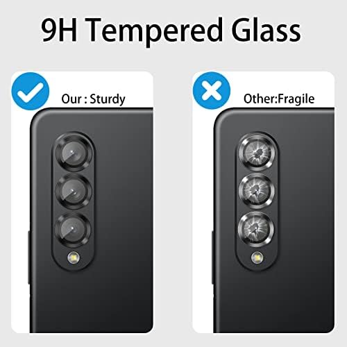 Lente da câmera Protetor para Samsung Galaxy Z Fold4,9h Protetor de câmera de vidro temperado, metal anel individual