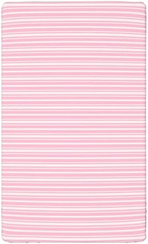 Mini-berço com tema geométrico, lençóis de berço, lençóis portáteis de mini berço, lençóis de cama macios e respiráveis ​​para meninos ou garotas ou berçário, 24 “x38“, rosa rosa pálido