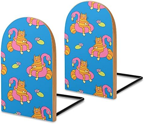Funny Flamingo Inflable Flamingo Ends para prateleiras Titular de suportes para livros de madeira para livros pesados ​​Divisor