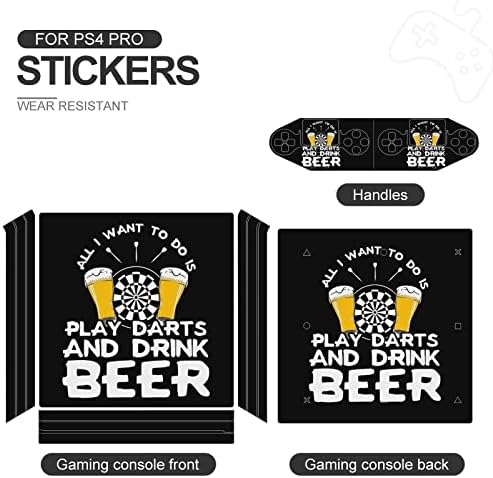 Darts Beer Cute Skin Skin Protector Slim Tampa para PS-4 Slim/PS-4 Pro Console & 2 Controller