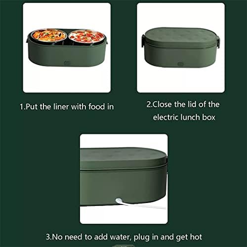 Lunhana de aquecimento elétrico de Zhuhw 304 Aquecedor de alimentos portáteis de aço inoxidável com 2 recipientes aquecendo lancheira