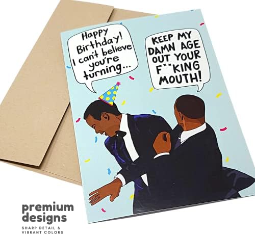 Meme de cartão de aniversário engraçado e desprezível para ele, seus homens, mulheres | Mantenha minha idade fora da boca Slap |