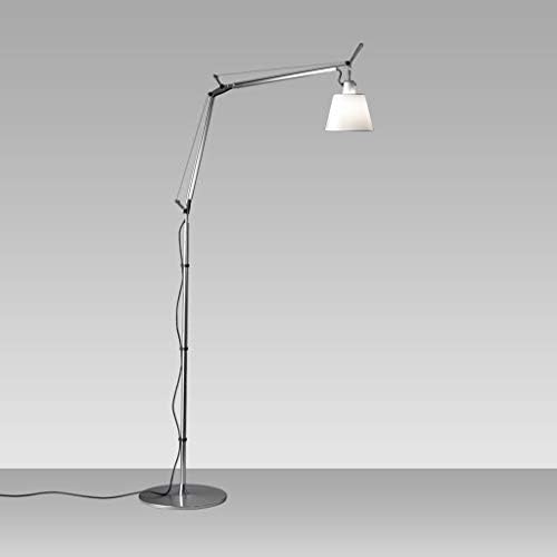 Artemide Tolomeo 75W E26 Lâmpada de alumínio de fibra de fibra de prata com suporte do piso