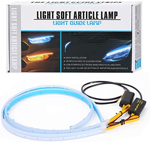 Faixa de luz LED de carro flexível do COCSMART, cor dupla 2 PCs 24 polegadas DRL LED TUBO DO TRUPO DE TRILHA DE SUPERFEIRA DO FIXO