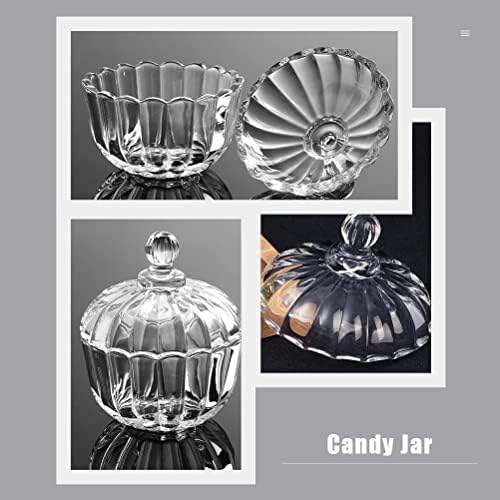 Zlxdp Candy com tampas de vidro tampa de jarros decorativos tigela de tigela de prato biscoito de cozinha buffeen buffeet