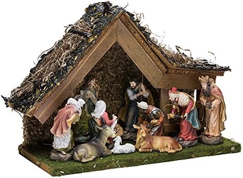 Kurt Adler 9-1/2 polegadas Musical LED Nativity Set com figuras e estável