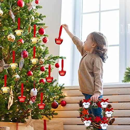 Cayorepo 32 peças 1,6 polegada acredita ornamento de sinos, sinos de trenó sinos de árvore de natal sinos de natal fitas sinos polar expressos sinos para férias de férias de férias