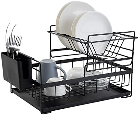 ZLXDP Rack de secagem de pratos com drenador de drenador cozinha de cozinha leve armazenamento de organizador de utensílios de bancada para casa