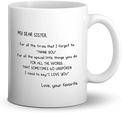 DOTAIN, minha querida irmã Cerâmica Caneca - 11 onças Irmã Gift Coffee Coffee Tea Cup Cup, presentes irmãs para aniversário de aniversário da irmã irmão irmão