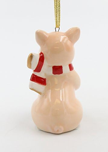 Cosmos Gifts 56581 Fine Ceramic Christmas Piglet Piggy com ornamento de lenço 3 h