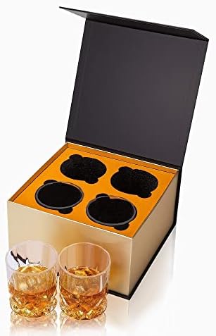 Decanter de uísque de Kanars com 4 óculos, decanter de cristal criado para bourbon, uísque, vodka e licor, melhor