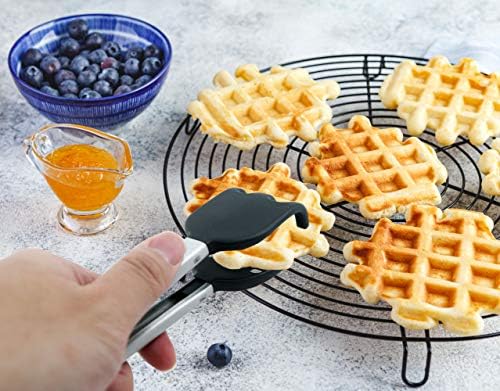 Mini pinças de waffle por Starblue-8 polegadas de silicone e nylon que servem pinças com alças lisas não deslizantes,