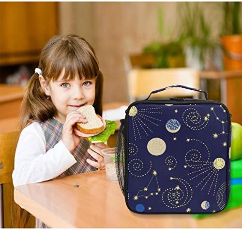 My Little Nest Isoller Cooler Square Tote Bag Bag Zodiac Sky abstrato constelações geométricas Térmicas Organizador de alimentos para piquenique para homens para homens Crianças