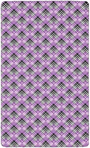 Folhas de mini berços com temas xadrezas, mini folhas de berço portáteis Ultra Soft Material Baby para meninas meninas, 24 “x38”, lavanda violeta dimgray