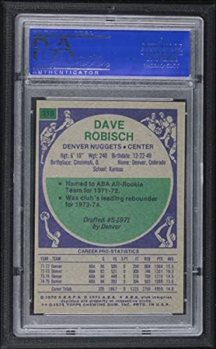 1975 Topps # 318 Dave Robisch Denver Nuggets PSA PSA 8.00 Nuggets Kansas