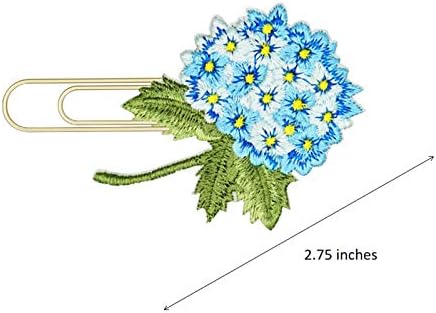 Reeleer Blue Hydrangea Flowers Golden Planner Paper Clips, marcadores, acessórios para planejadores de casamento, clipe de