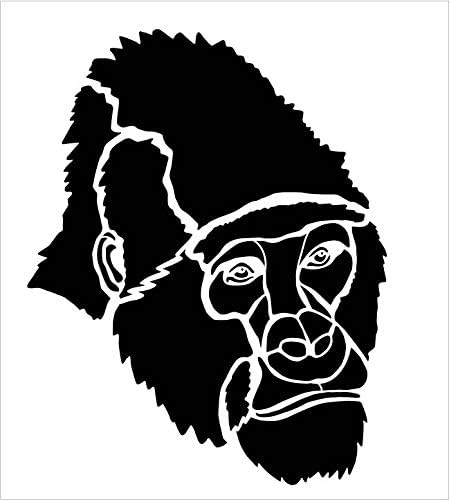 Estêncil de retrato de gorila por Studior12 | Animais do zoológico | Decoração da casa do berçário da escola da família | Criatividade DIY Fun Kids Gift Craft Educational Play Room | Modelo Mylar reutilizável Paint Wood Sign