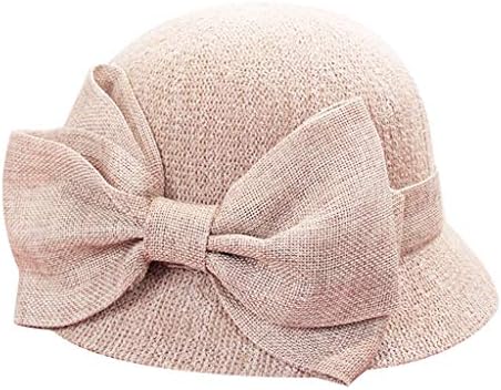 Chapéu de balde de cor sólida feminino, senhoras, chapéu da igreja do chá vintage cloche fedora jogador chapéus com arco