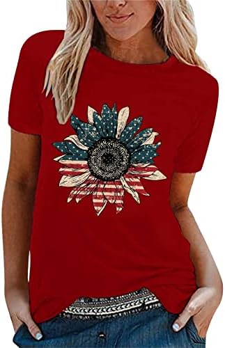 Camisa de pescoço de tartaruga para mulheres Independente feminina Independente Sunflower Print camiseta de manga curta