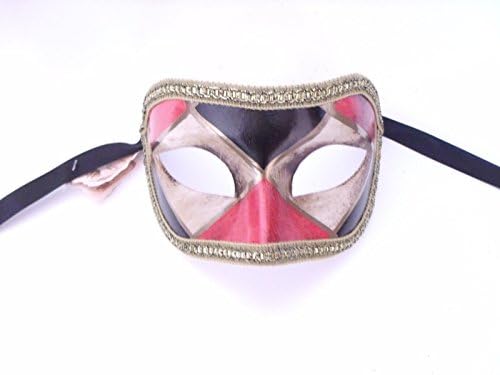 Red Black Creme Colombina Losanghe Venezian Masquerade Máscara