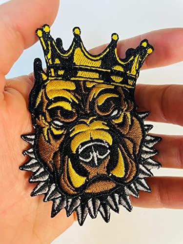 World of Patches Pitbull Terrier Crown Crown Iron em costura em apliques de remendo bordados para ferro DIY em remendo em roupas