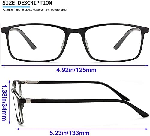 Ytdbns lendo óculos bloqueio de luz azul - 2 leitores de pacote homens homens retângulo Computador Eyeglass 0.5