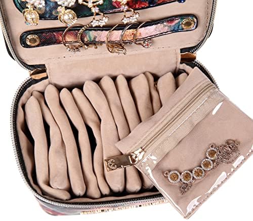 Angelina's Palace Jewelry Organizer Case Caso Bridesmaid Presentes Bolsa de viagem Caixa de couro vegano para brinco de colar anel de pulseira