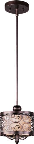 Maxim 21155 Whub Mondrian Forged Iron Frame com lustre de tecido de trigo, 5-luz 300 Watts, 27 h x 28 W, Umber Bronze