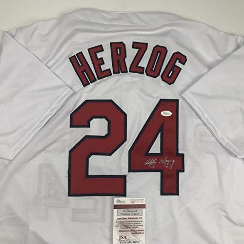 Autografado/assinado Whitey Herzog St. Louis White Baseball Jersey JSA COA