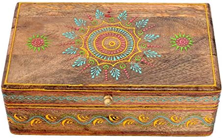 Conjunto da Eurásia de 2 caixas de nidificação decorativas pintadas à mão vintage, caixa de lembrança de madeira de bugiganga