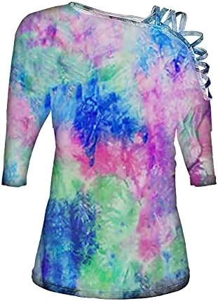 NIUQI TOPS CASUAL Ladies Floral Caminhadas Camiseta Polyster Cutout Cool Sleeve longa do ombro do ombro solto