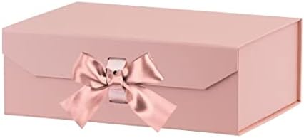 Caixa de presente rosa mumupack com tampa para presentes 10x7.3x3,5 polegadas com fita e fechamento magnético, caixa