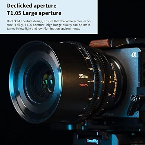 7artisans 35mm T1.05 APS-C Série de armação de quadro Cine Lente Cine Lens Grande Lente cinematográfica para Sony E Mount Camera A7 Série FX3 A7S3 A7M3 A7R3 A7M4