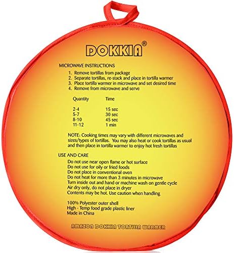 Dokkia Tortille mais quente taco de 12 polegadas Bolsa de pano isolada - Microwavable Use Saco de tecido para manter a comida aquecida