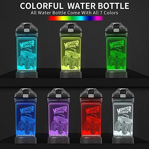Lightzz Kids Water Bottle with 3D Gollowing Guitar LED LUZ, 3D monstro de monstro LED LED - Tritan BPA Free - Creative Ideal Travel Cup Música Presente para menino