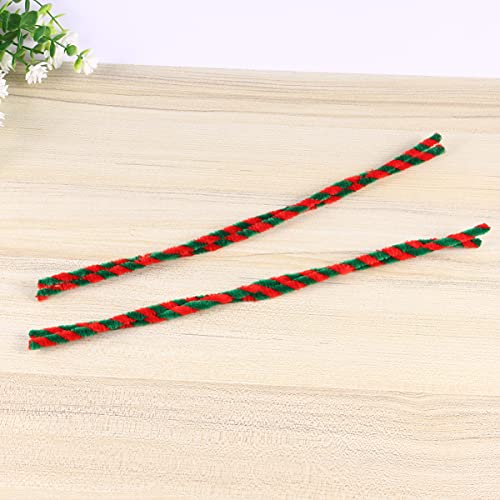 Limpadores de cachimbo de Natal Soimiss 50pcs vermelho e verde escuro listrado chenille hastes de artes de artes de artesanato