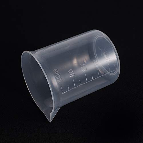 OTHMRO 10PCS 100 ml de copos graduados de plástico medindo copos de plástico de plástico copos de copo de escala transparente de escala líquida medindo copos de mistura graduados de medição de plástico para líquidos de cozinha de laboratório transparentes transparentes