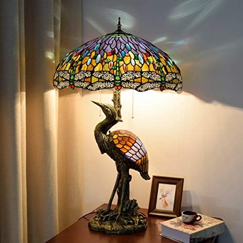 Lâmpada de mesa de estilo tiffany rústica 20 Tiffany Feminino lâmpada de mesa feminina Lâmpada de vidro azul de vidro para sala de estar Estudo de quarto lâmpada de mesa